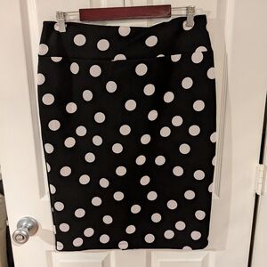 Black and White Polka Dot Midi Skirt Sz XL